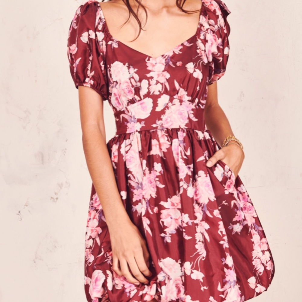 UFT/UFS Hansel Puff Sleeve Dress Oxblood - Picture 7 of 10